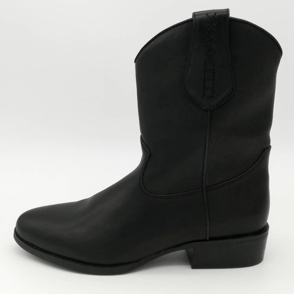 Dingo Womens Lefty Western Cowboy Boots Black Leather Block Heel Pull On 8.5 D